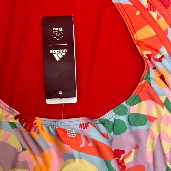 Adidas FARM Rio One Piece Swimsuit Pull On Beach Print No padding NWT Sz 12 - Picture 10 of 14
